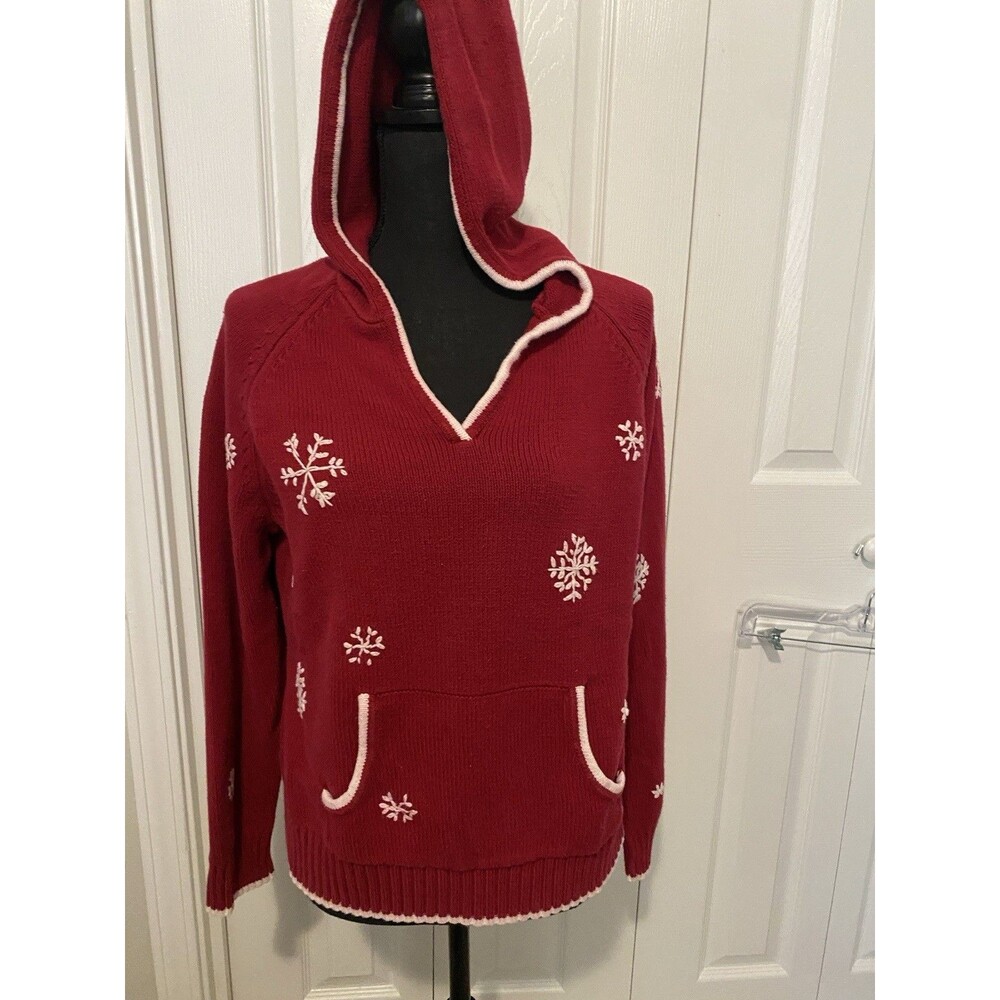 Vintage Clothing Christmas Sweater w/ Hood - Sonoma - Medium M - Red